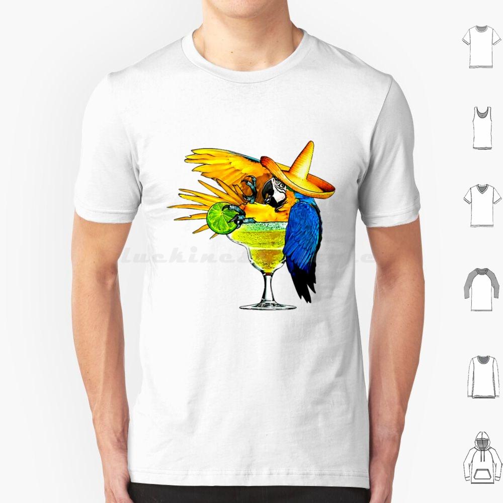 Parrot Drinking Tequila T Shirt Big Size 100 Cotton Jimmy Buffett Beach Parrothead Margaritaville Buffett Parrot Surfing
