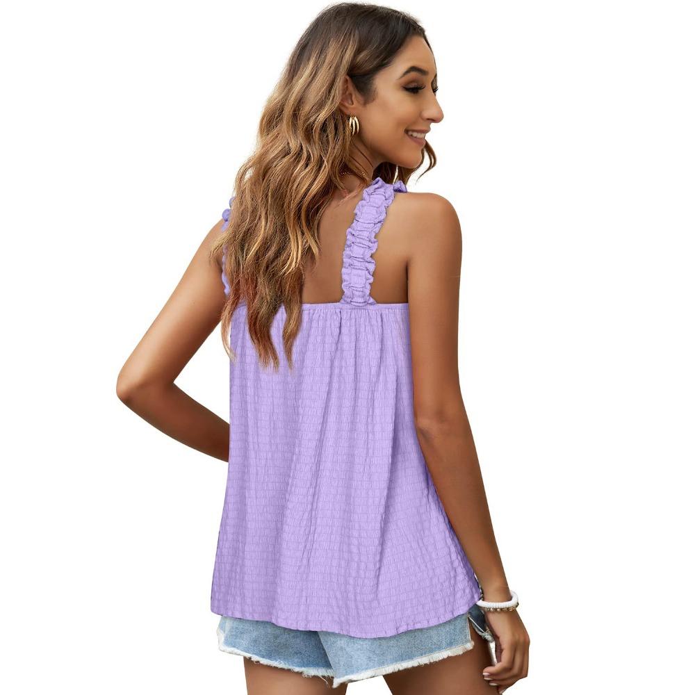 GMXIA Spring and Summer Pit Elastic Solid Color Halter Vest Top for Women's Wear