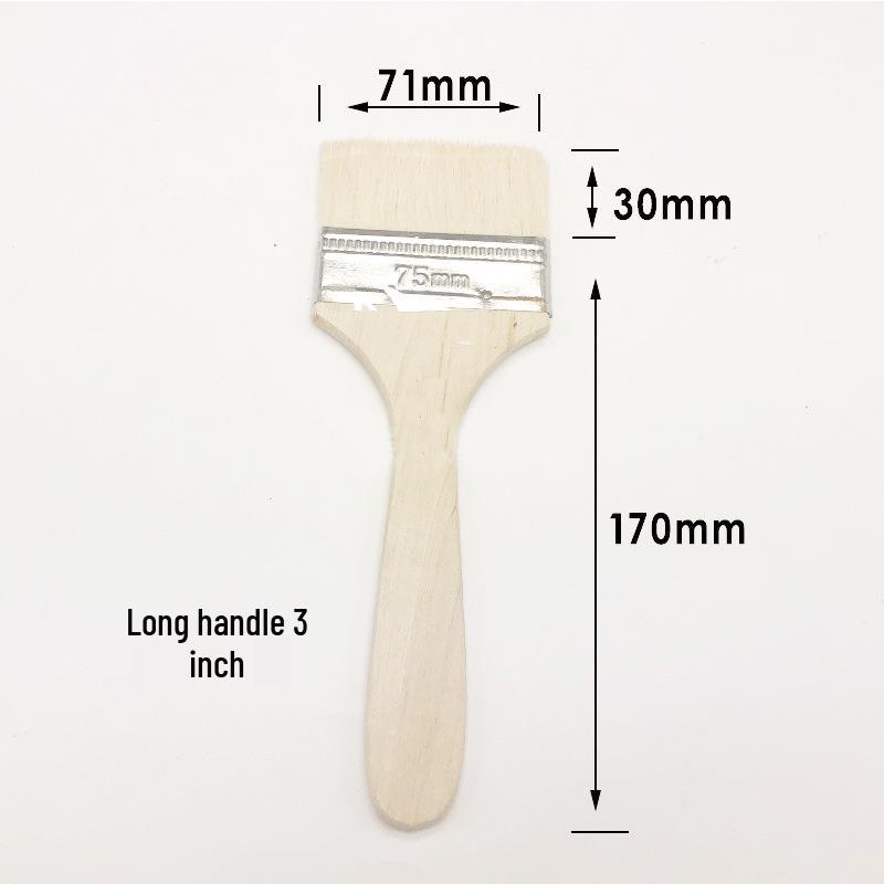 Wool Soft Bristle Barbecue Brush – Water-based Paint & Baking Brush with Long Handle, Available In Sizes 1-5 Inches