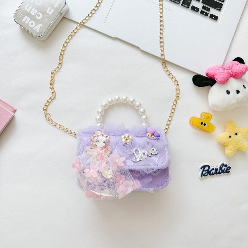 Chain Fashionable Pvc Bag For Children With Adorable Bowknot And Breathable Lining