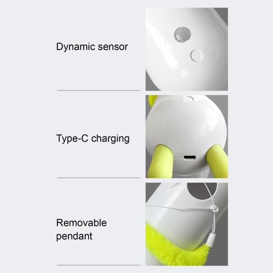Smart Bevegelse Katteleke Interaktiv Katteertingsenhet med Sensor Og Sugekopp Automatisk Katteleke med Lodden Hale for Innekatter Jakt Hopping