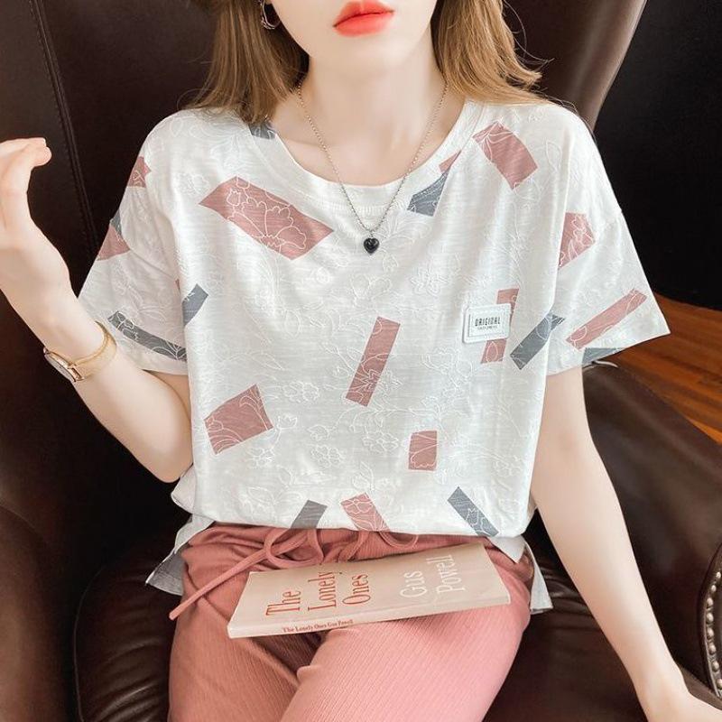 Women's Loose Half-Sleeve White T-Shirt - Summer 2026 Korean Style