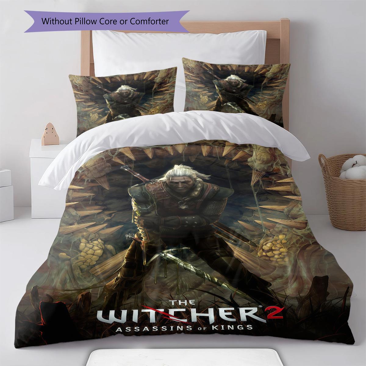 

The Witcher 3 Bedding Quilt Set Quilt Cover Pillowcase Home Decoration Birthday Gift (1 * duvet cover + 2 * pillowcase, without core) 135x200cm