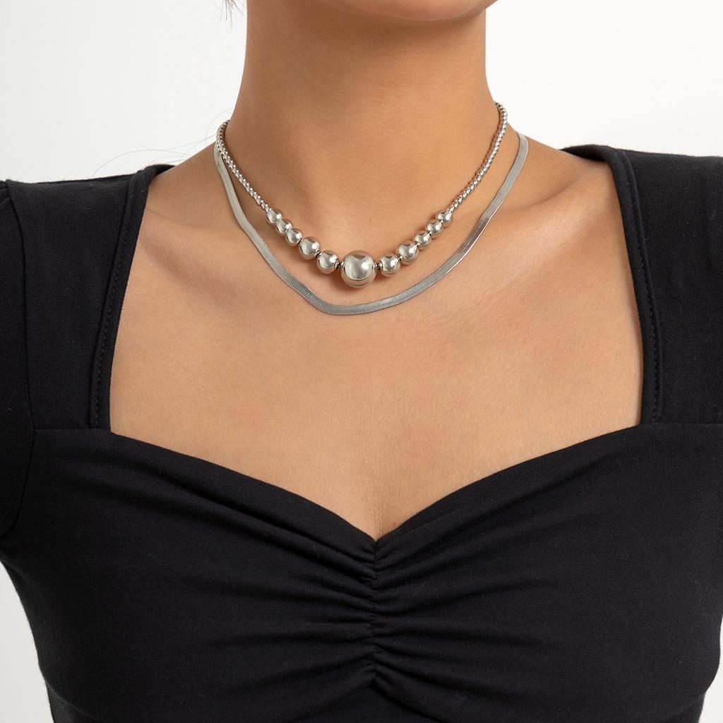 Creative Multi-layer Pearl CCB Sweater Chain Collarbone Chain Temperament Elegant Love-shaped Layer Necklace