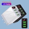 3-Port USB Display Screen Wall Charger, 5V/3A US Standard, Multi-Functional Travel Phone Plug