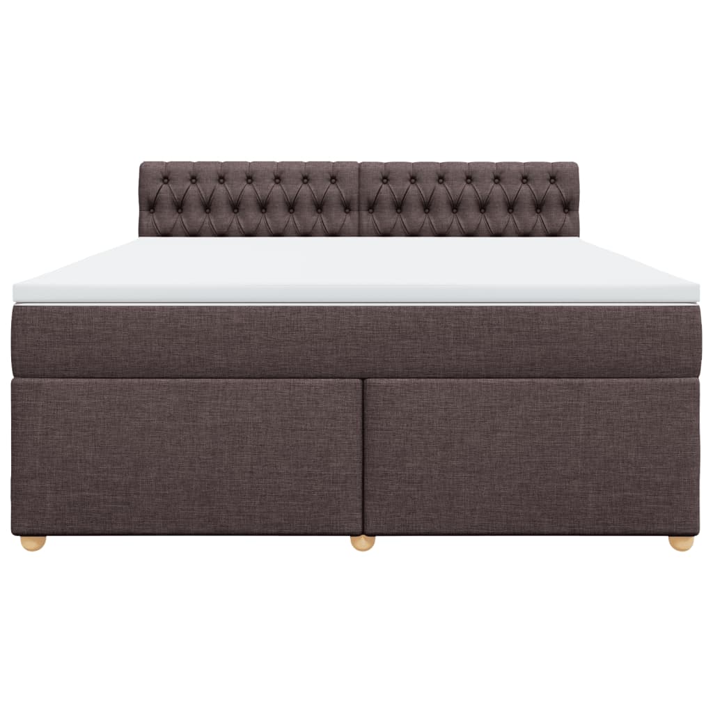 Box Spring Bed with Mattress Dark Brown 180 X 200 Cm Fabric