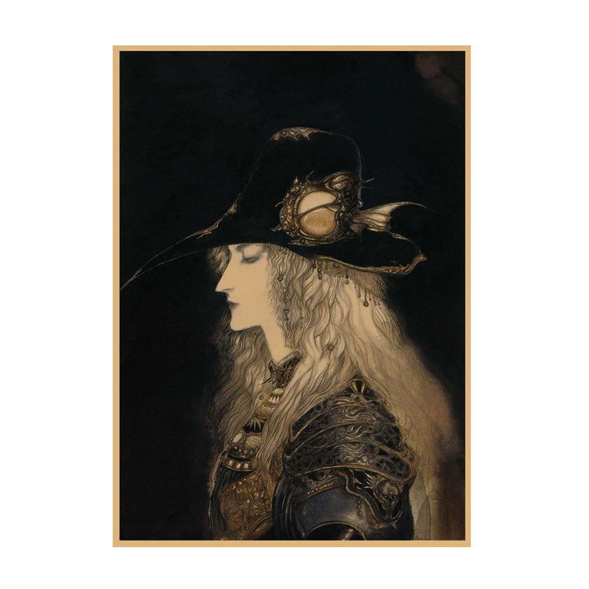 Yoshitaka Amano Retro Japanese Illustration Poster for Bar & Restaurant Wall Decor