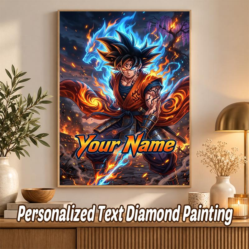 Dragon Ball Goku Custom Name Diamond Painting Personalized 5D Full Drill DIY Diamond Art Home Decor