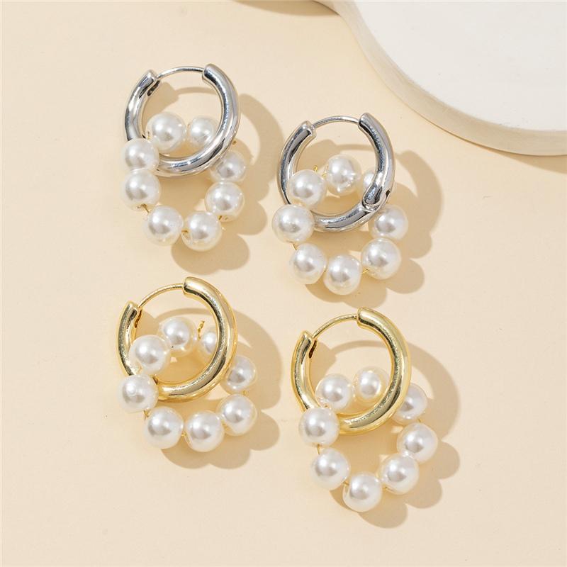 Bohemian Fashion Statement Tassel Pearl Circle Hoop Earrings For Women Girls Elegant Wedding Jewelry Gift