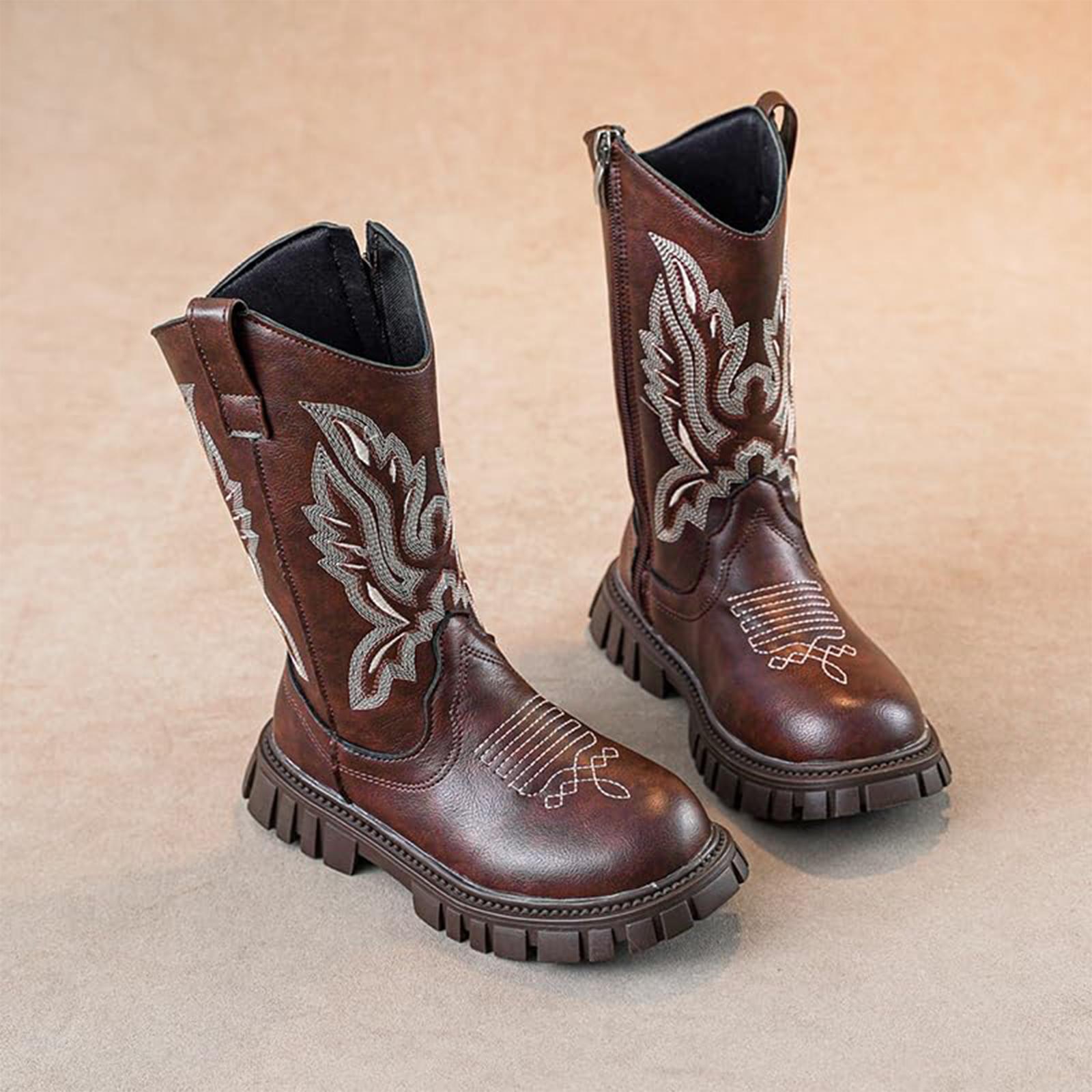 Children s Boots, Big Children s Western Cowboy Boots, Retro Embroidered High Boots 35