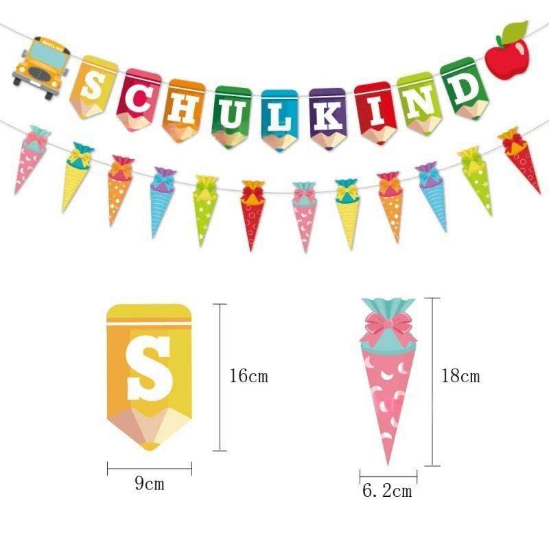 1pc Schulkind Letters Garland Sugar Bags Bunting Hanging Decoration For First Day Of School Schulandfang Banner Party Decor