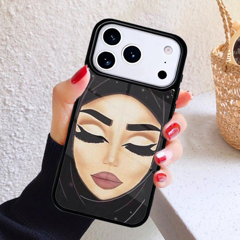 Woman Crown Hijab Face Muslim Islamic Gril Eyes Phone Case For iPhone 17 Air 16 15 14 13 12 11 Pro Max Plus