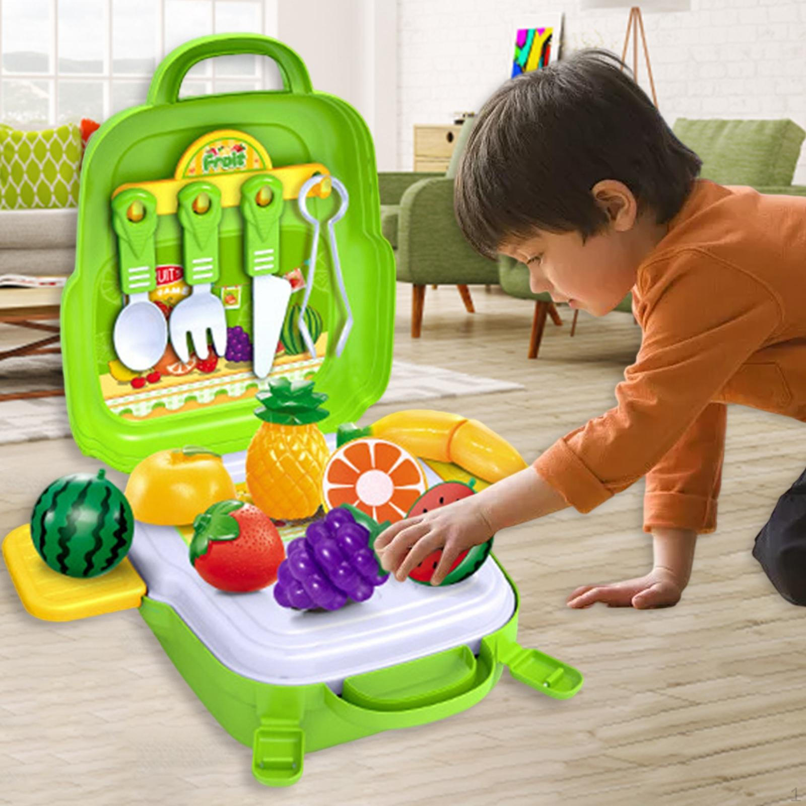 

Portable Pretend Play Set Montessori Early Learning Educational Toys for Preschool Kids Ages 3-6 Vegetable and Fruit