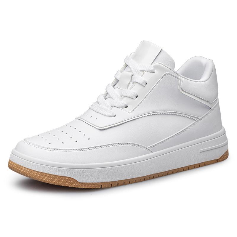 Men's Casual Elevator Shoes, 6-8cm Height Increase Sneakers, White Black Taller Lift Shoes, Breathable Walking Footwear