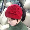 Hand-Knitted Wool Hairband Hat: Warm, Wide-Brimmed, Autumn & Winter Ear Protection, Floral Korean-Style Accessory