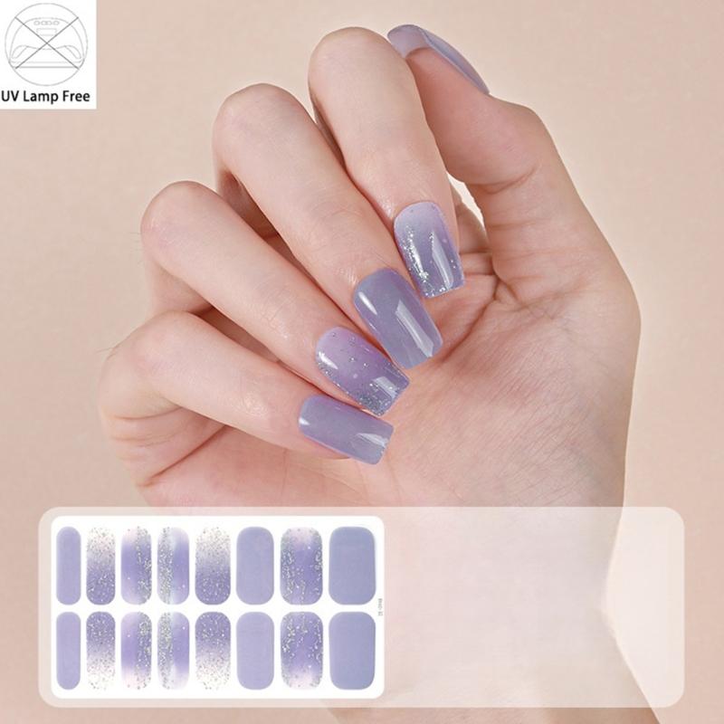 Strong Adhesive Nail Strips Polish Film Decals Stick On Art Decals Without LED Lamps Curing Stylish and Long Lasting