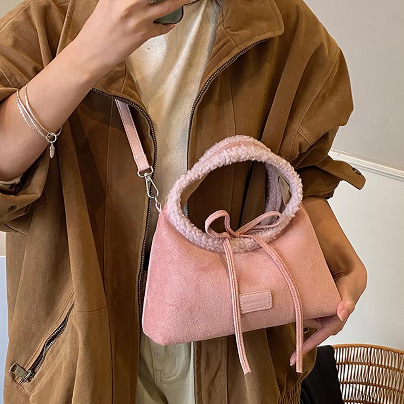 Retro Suede PU Leather Womens Handheld Shoulder Bag Single Shoulder Crossbody Bag Autumn Winter Faionable Commuting Handheld Bag