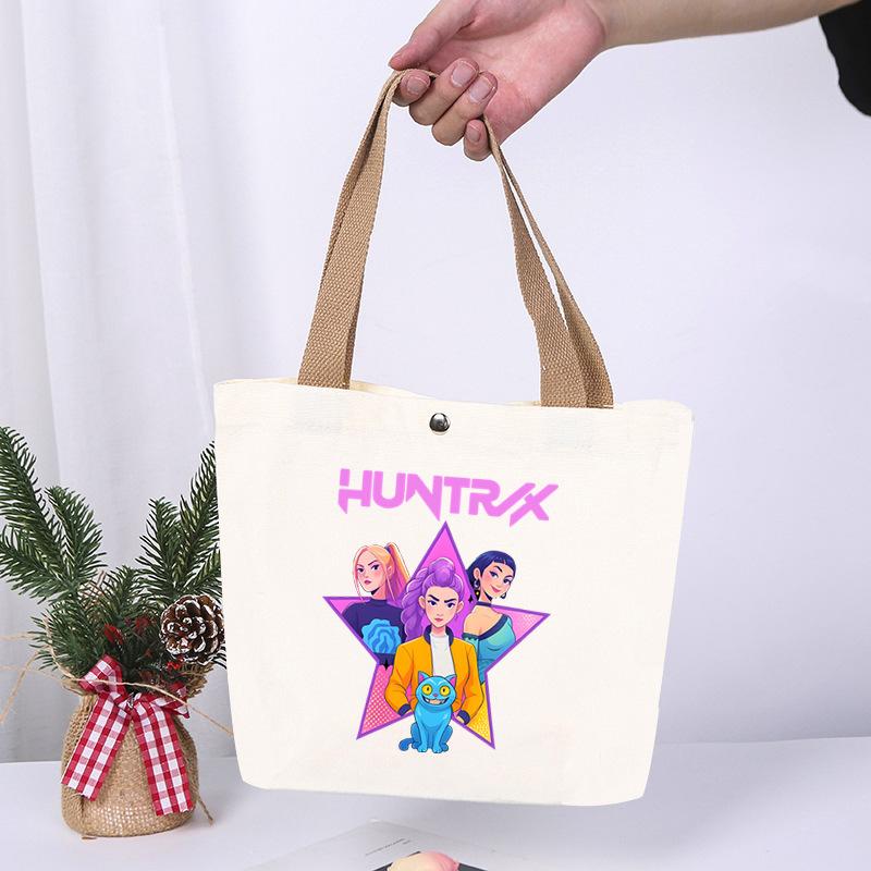 Anime Cartoon Print Student Commuting Trend Handbag Casual Lightweight Canvas Shoulder Bag