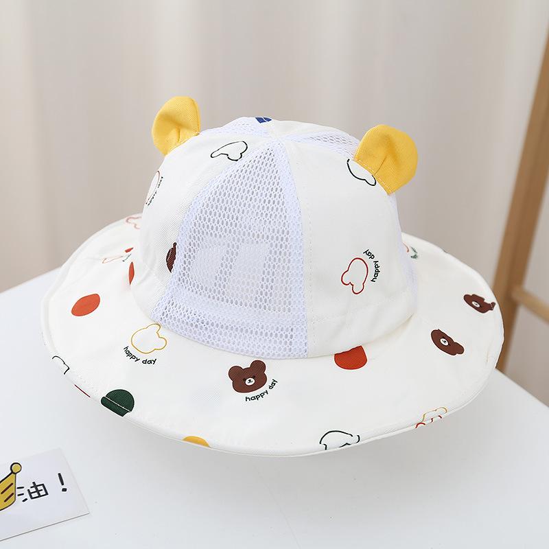 Bear Dots Baby Bucket Hats For Children Summer New Sunhat Kids Fishing Hat Sunshade Visor Boys Girls Outdoor Cartoon Beach Cap