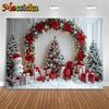 Mocsicka Christmas Tree Photography Backdrop Snowman White Wall Home Gifts Decor Children Family Holiday Party Background Banner