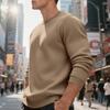 Men's Vintage Crewneck Long Sleeve Sweatshirt | Solid Color Loose Fit Casual Pullover | Retro Streetwear For Daily & Weekend Wear