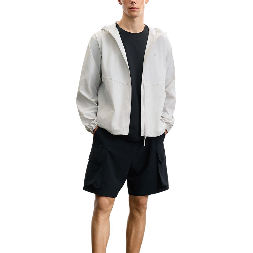 Fila Fitness Athletics Fashion Minimalist Lightweight Hooded Jacket Men Jackets Light-Blue Gray A51M521704F-GY