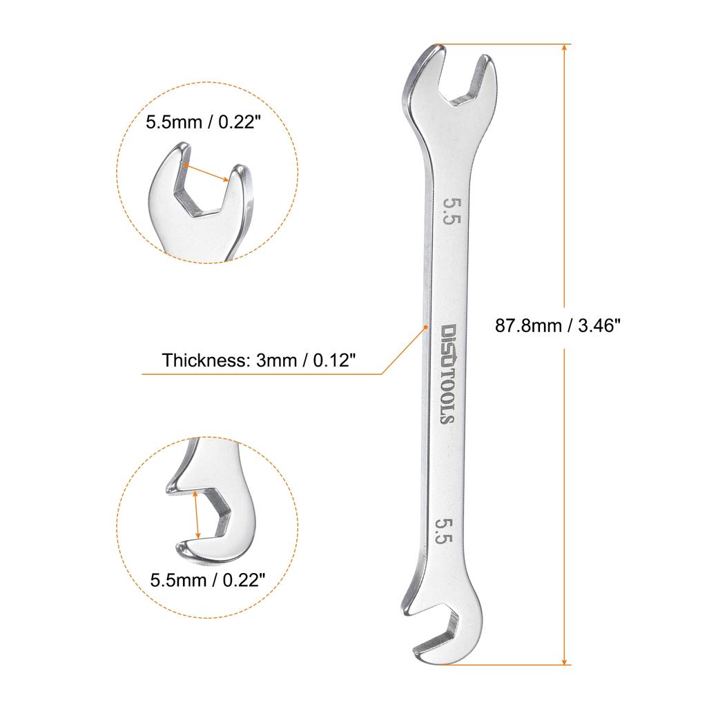 Uxcell Super-Thin Open End Wrench 5mm-11mm Metric Double Open-End Wrench with 15°and 75° Angled for Auto Repairs Home Projects