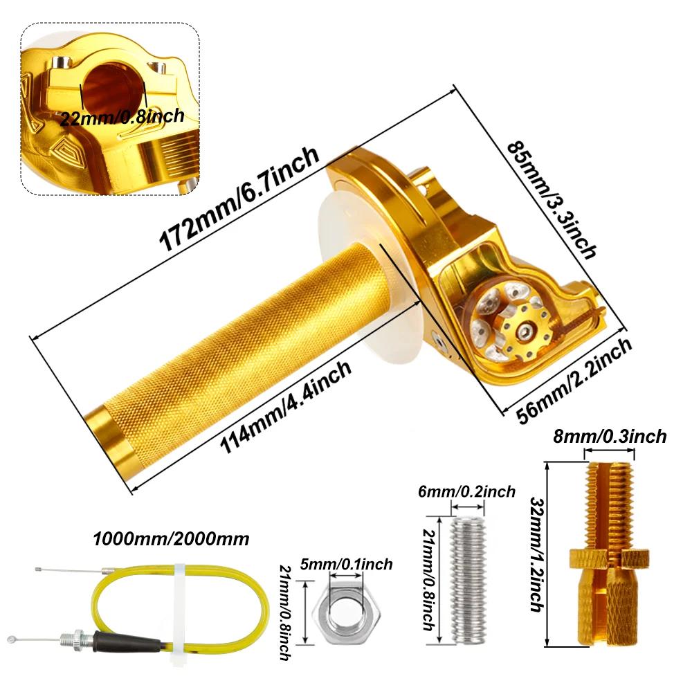 22mm 7/8" Accelerator Throttle Twist Grips with Throttle Cable CNC Aluminum For 50cc-250cc Dirt Bike CRF KLX SSR TTR Quad