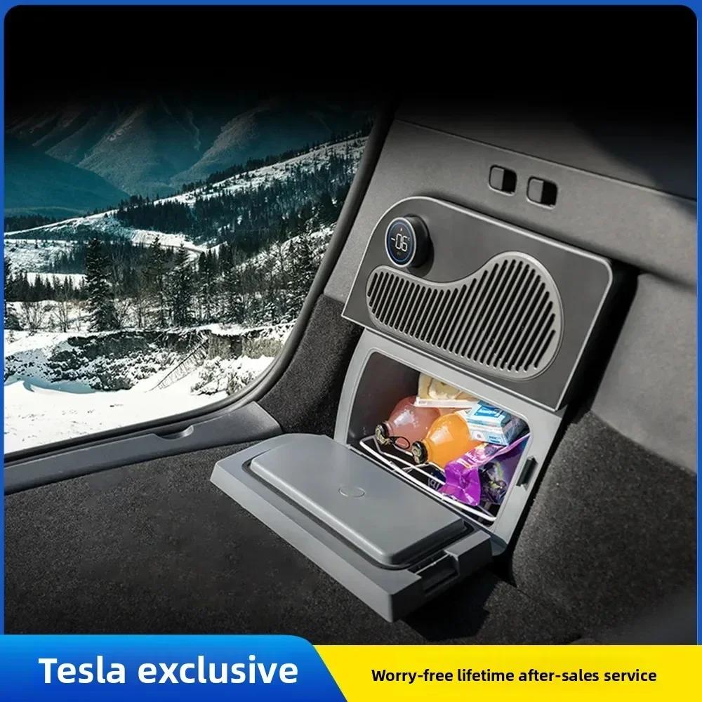 New 15L Hidden Car Refrigerator for Tesla Model Y Trunk Compressor Cooling Freshness Maintaining Food Portable Vehicle Fridge
