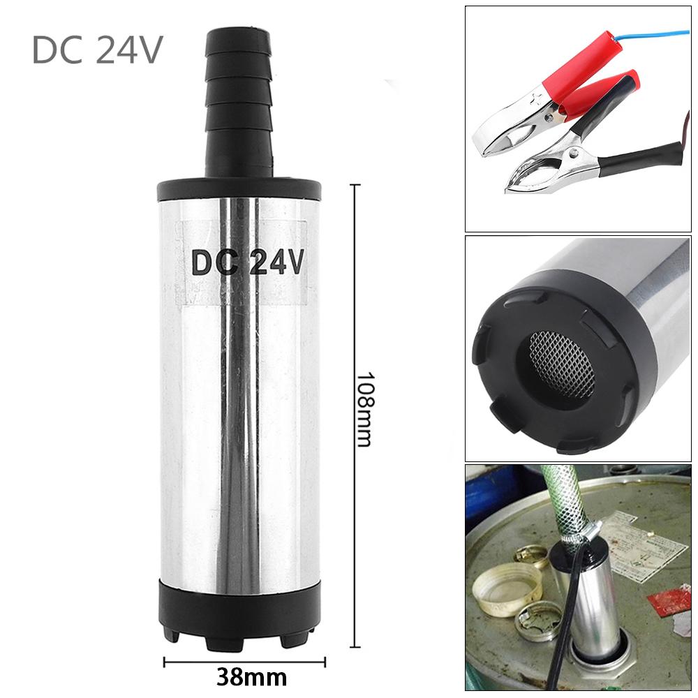 DC 12V 24V 38MM Portable Mini Car Electric Submersible Pump fit for Diesel Fuel Pump Water Oil Barrel Pumps with 2Alligator Clip