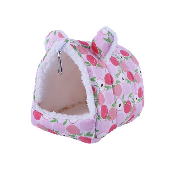 

Уютное полузакрытое гнездо для хомяка с подвесным крючком, удобная кровать для домашних животных с мультяшным принтом для холодной погоды L розы красного