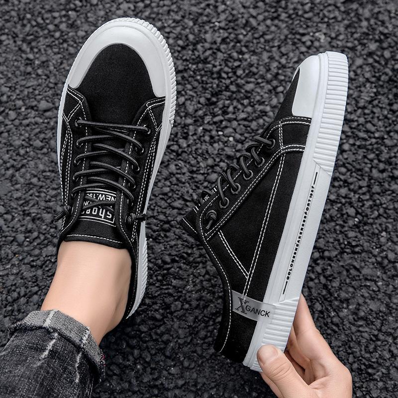 2025 Summer Canvas Backless Slip On Flats Loafers Slipper Half Shoes For Men Mules Man Slides Mens Semi-Drag Casual Board Shoes