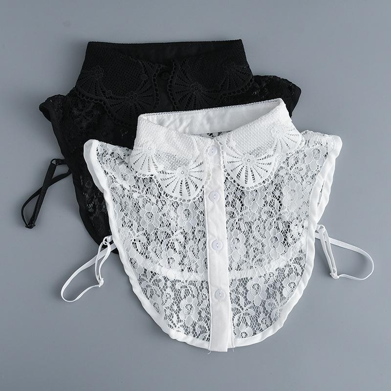 Summer Lace Floral Shirt Detachable Collar for Girls Half Shirt Blouse Fake Collar Lapel Detachable Neckwear Collar Decorative