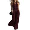Huaqianguhh Women's Sleeveless Jumpsuit, Zip Up Stand Collar Wide Leg Pants Rompers, Casual Summer One Piece Outfits with Pockets