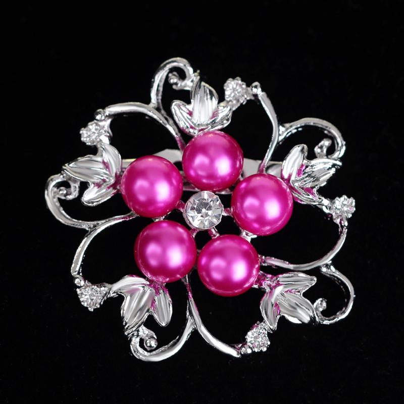 Hot! Fashion Alloy Crystal Pearl Bead Inlay Brooch
