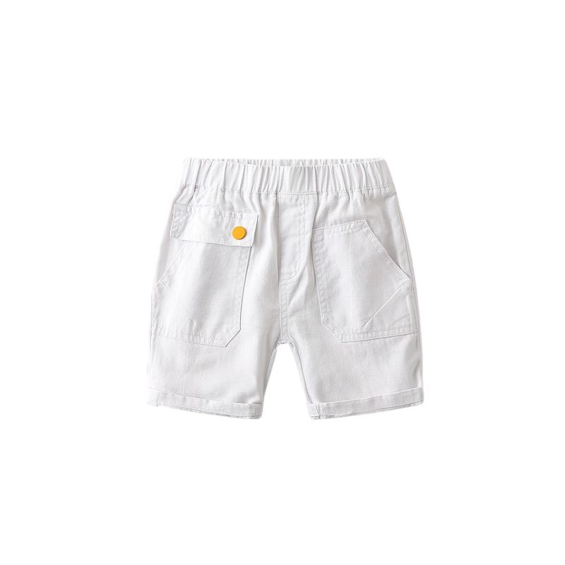 Boys' Pocket Shorts Summer Solid Color Pants Children's Casual Shorts Kids' Low-Waist Mid-Length Pants