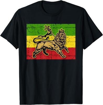 Lev Judy Rasta Etiopský kříž Reggae Stará etiopská vlajka Tričko Unisex Tričko