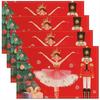 4/6pcs Watercolor Nutcracker Christmas Print Single-Sided Non-Slip Placemat Set for Holiday Table Decor