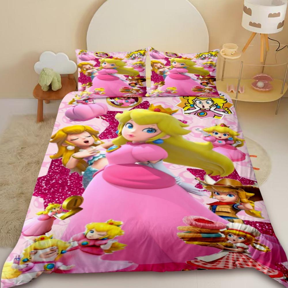 Kids Duvet Cover Princess Peach Anime Bedroom Decoration Comforter Covers Gift Queen King Full Size Teens Girl Best Gifts