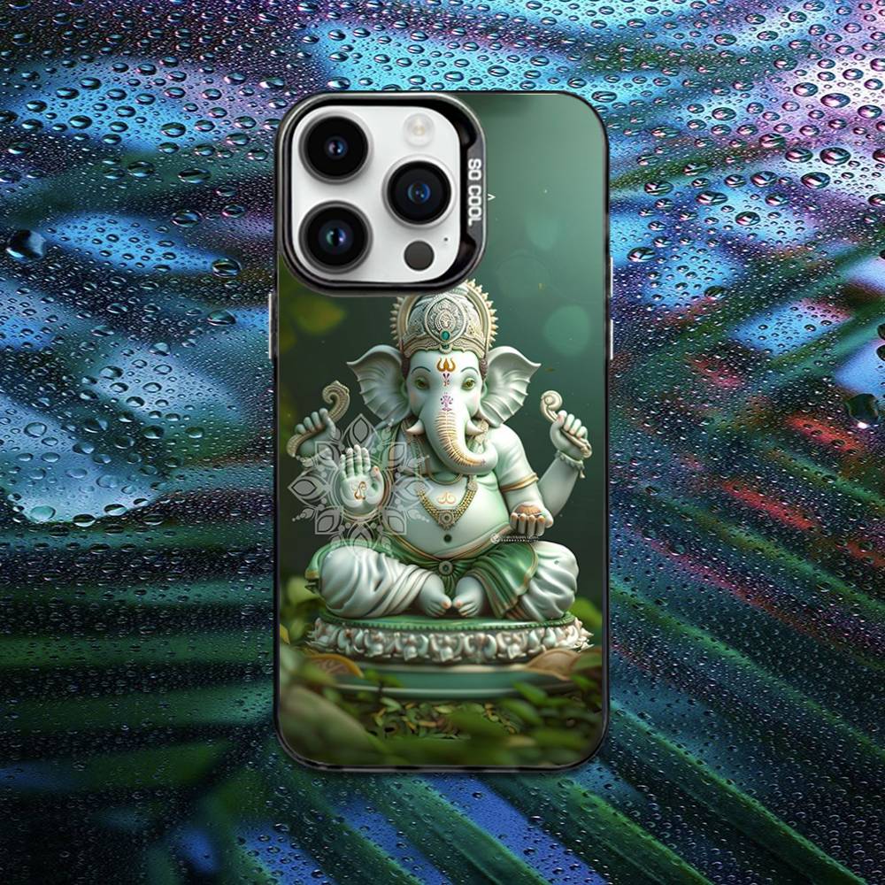 Ganesha Hindu God Ganesh Elephant Phone Case For iPhone 16,15,14,13,12,11,Mini,Pro,E,MAX Black Candy Matte Shockproof Cover iPhone16e