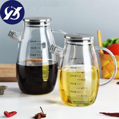 Glass Oil Pot Leak-proof Oil Bottle with Scale Kitchen Cooking Tool Vinegar Soy Sauce Bottle Gravy Boat