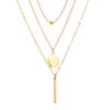 Boho Gold Color Multi-Layer Round Piece Long Necklace for Women Vintage Geometric Metal Round Bead Tassel Necklace Jewelry Gifts