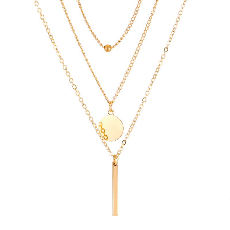Boho Gold Color Multi-Layer Round Piece Long Necklace for Women Vintage Geometric Metal Round Bead Tassel Necklace Jewelry Gifts