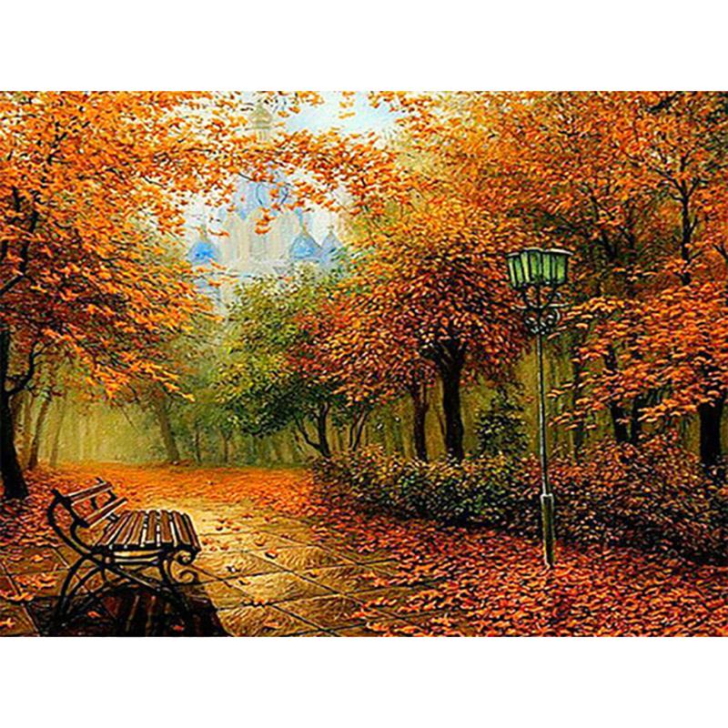 DIY 5D Diamond Painting Kit Full Round Scenery Diamond Embroidery Autumn Cross Stitch Tree Mosaic Crafts Home Decoration