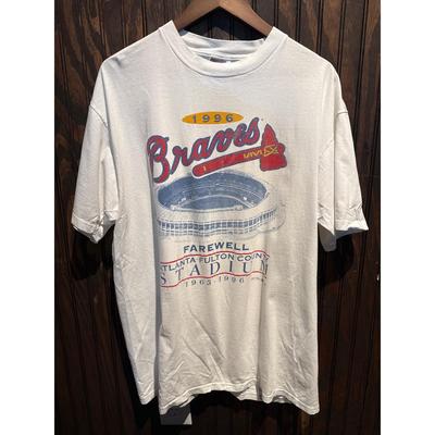 Vintage 1996 Atlanta Braves Farewell Stadium T-Shirt White Hanes XL 25x30 MLB