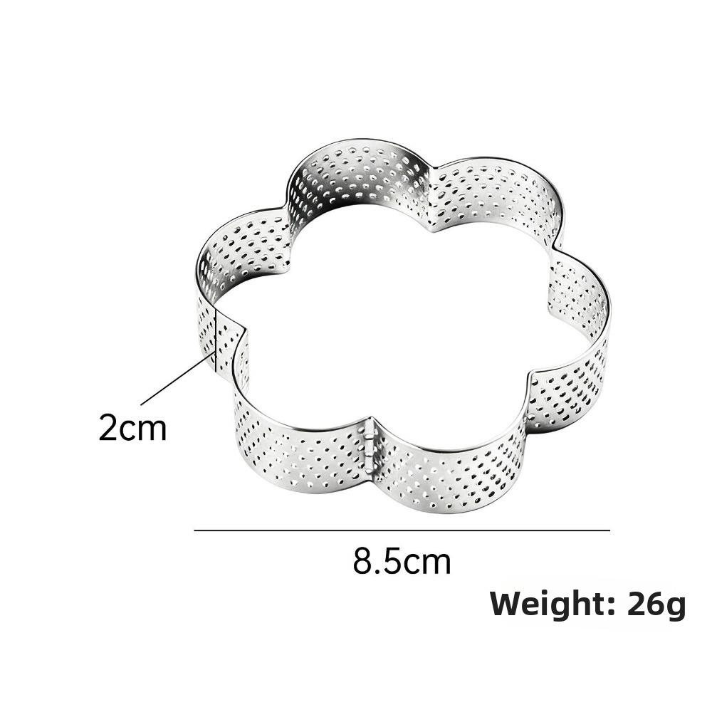 Flower Shaped Tart Ring Perforated Design Mousse Cake Ring Versatile Cookie Cutter Mold For Baking