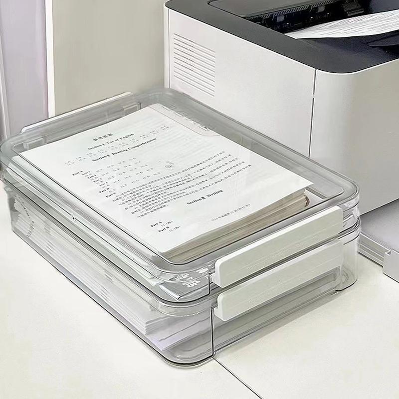 Paper Organizer Stackable Storage Box Transparent Desktop Storage Document Certificate Important Storage Box