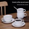 European White Ceramic Coffee Cup & Saucer Set with Spoon - Creative Simple Design for Hotel or Home.
