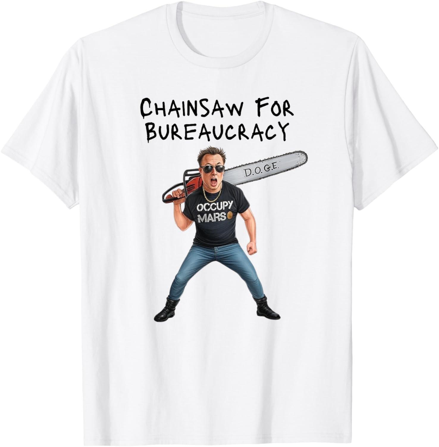 D.O.G.E. Chainsaw For Bureaucracy Meme Political Humor T-Shirt S разноцветный