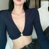 Women's European American Style Sexy Slim Long Sleeve Cropped T-shirt - Spring & Fall